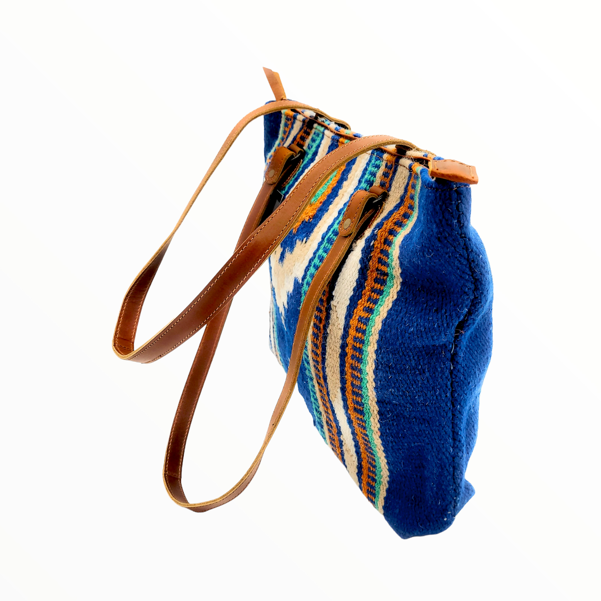 Bundle Deal -The Dakota Southwestern Leather Aztec Weekender Duffel Bag + Large Handwoven Wool Boho Tote - Ranch Junkie Mercantile LLC